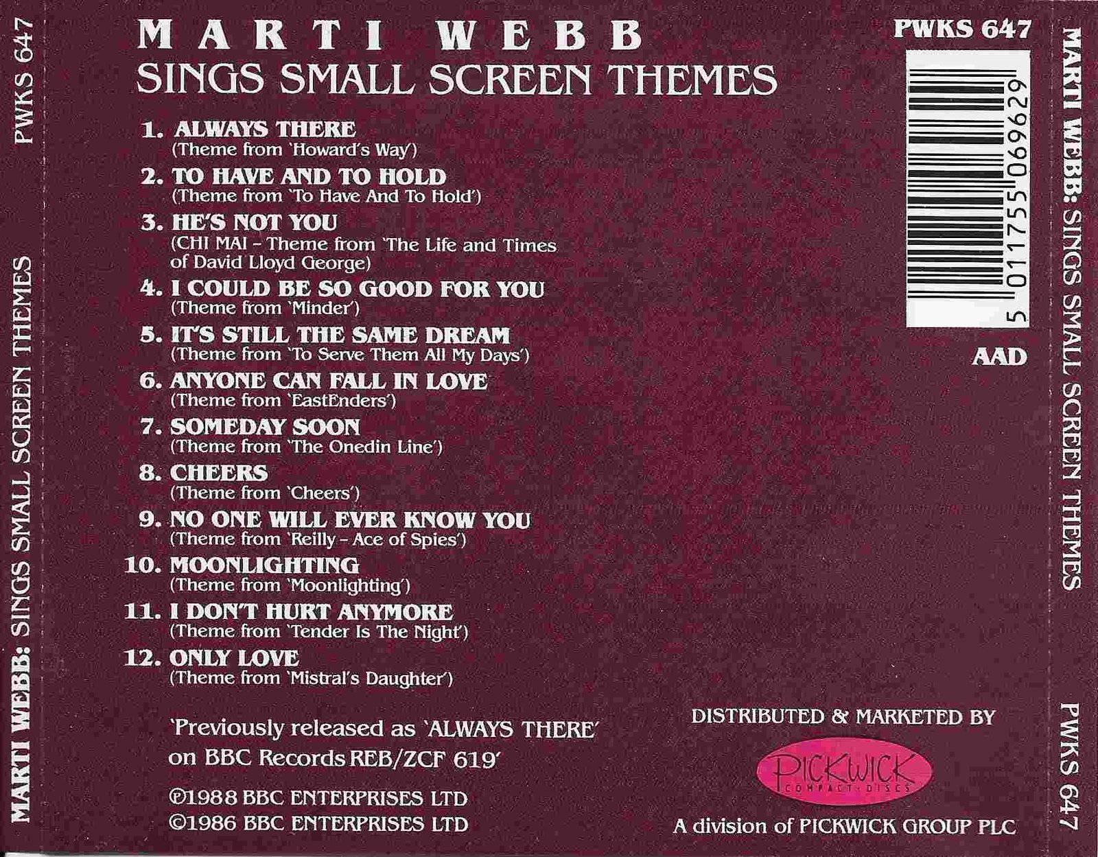 Picture of PWKS 647 Always there by artist Marti Webb from the BBC records and Tapes library